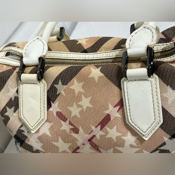 Burberry White Supernova Check Stars Satchel - Picture 8 of 16